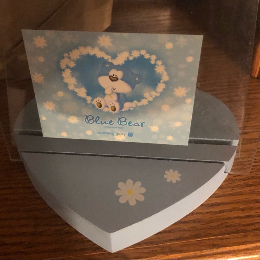 Vintage Morning Glory Blue Bear Picture Frame 2Pc
